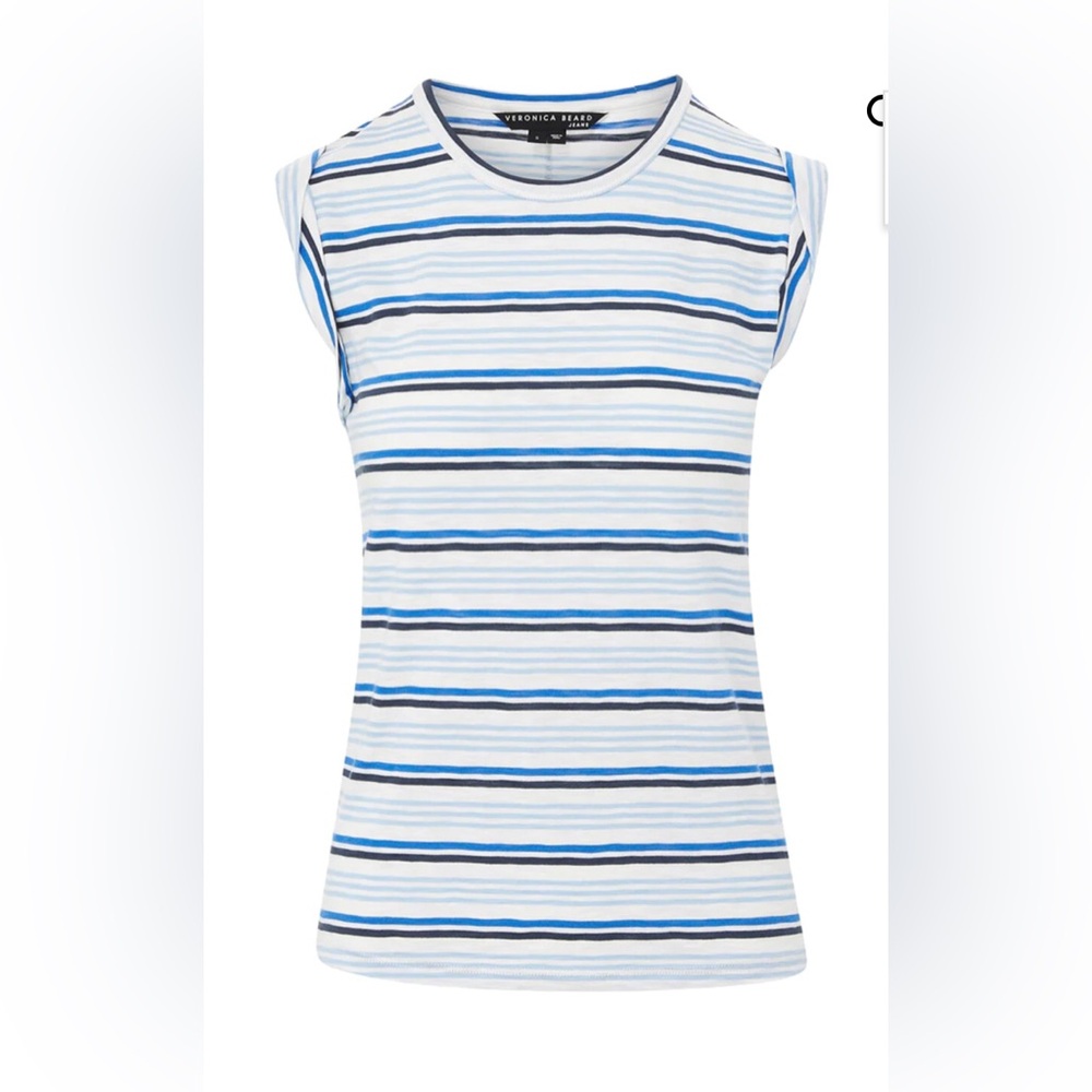 VERONICA BEARD DREE Muscle Tee Pima Cotton Marine Multi Women’s XL